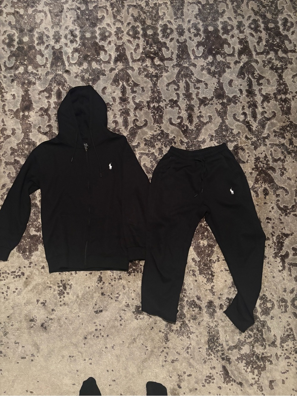 Polo by Ralph Lauren Black Hoodie and Jogger Set